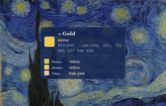 Color overlay in the Starry Night theme naming a golden yellow