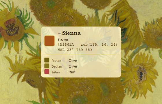 Color overlay in the Sunflowers theme naming Sienna