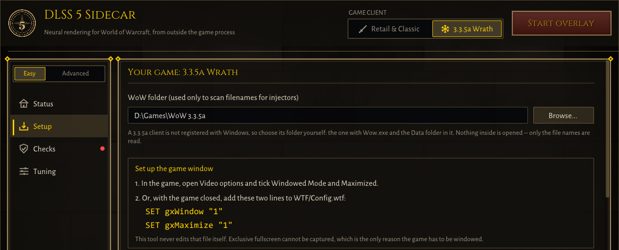 Setup for 3.3.5a, showing the Windowed Mode and Maximized steps